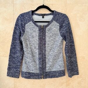J.Crew Zip Front Sweater Womens XS Blue Textured Knit Lightweight